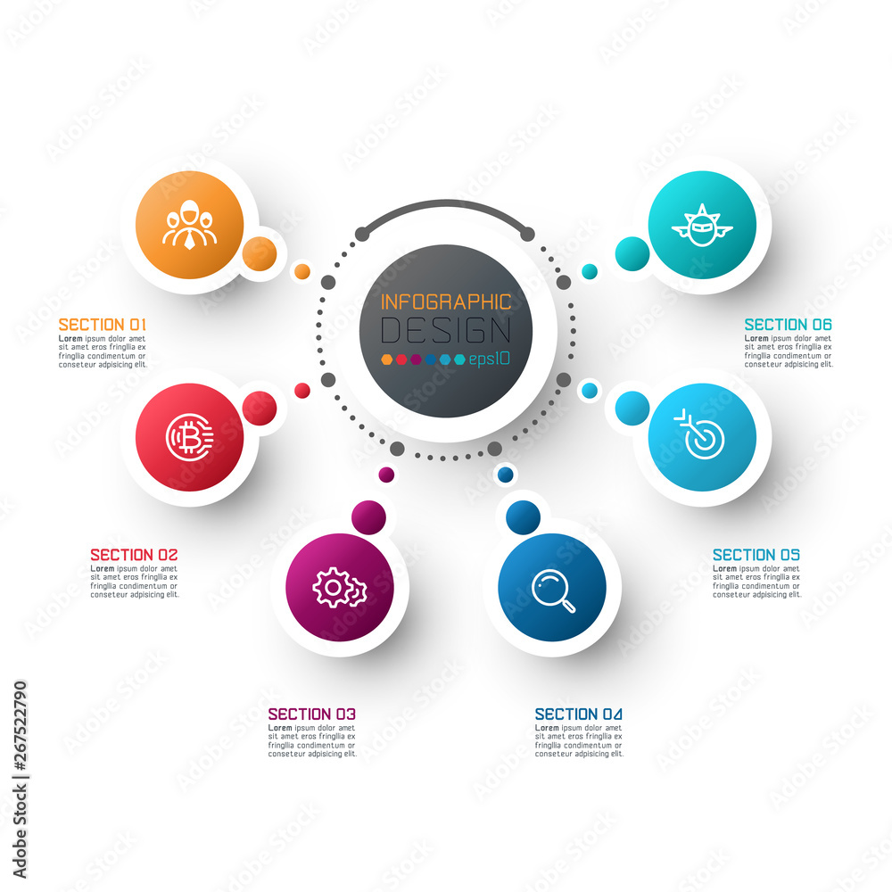 Abstract business infographics step options template.