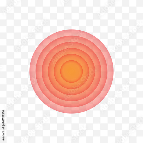 Red mark of localization of pain. Abstract symbol of pain. Template for medical informational illustrations. Vector illustration.