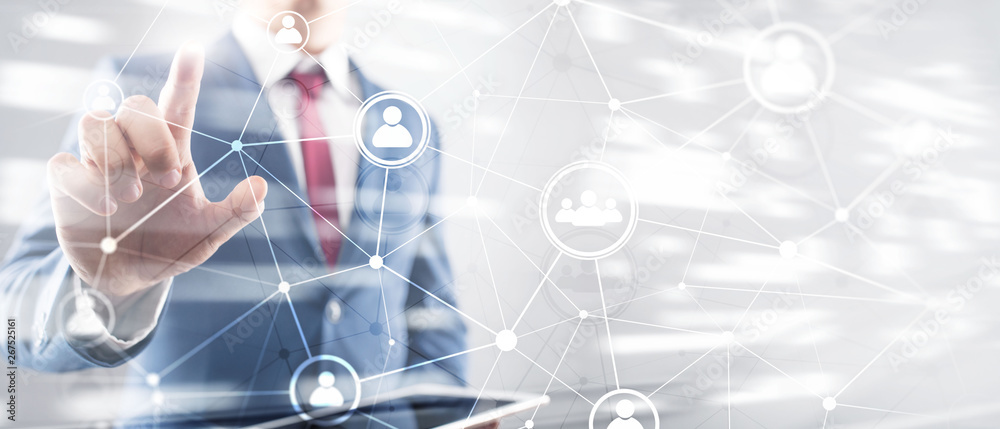 Double exposure people network structure HR - Human resources management and recruitment concept. Double exposure people network structure HR - Human resources management and recruitment concept.