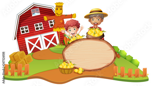 Wooden banner with farmer theme