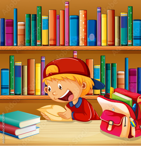 A boy at library