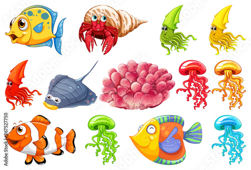 Set of sea creature