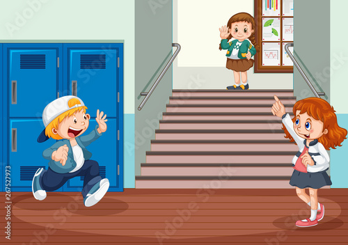 Student at the hallway