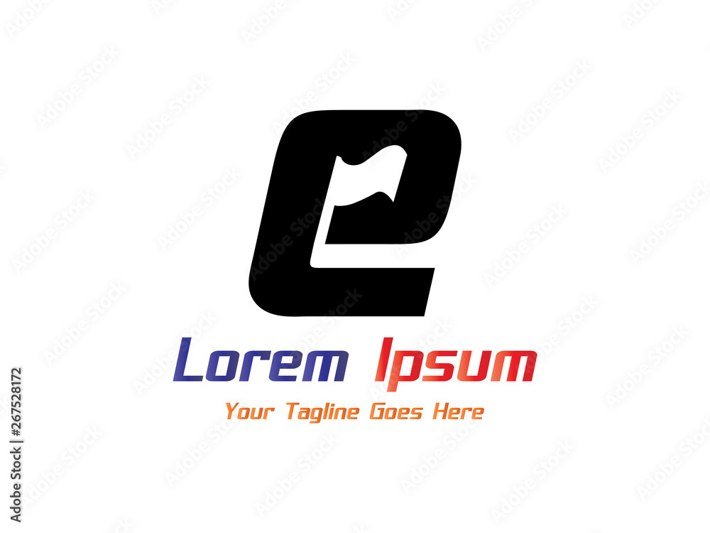 E letter with flag logo design E letter with flag logo design