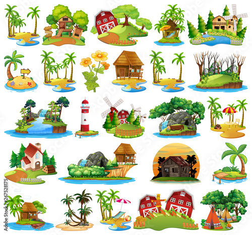 Set of differnt island landscape