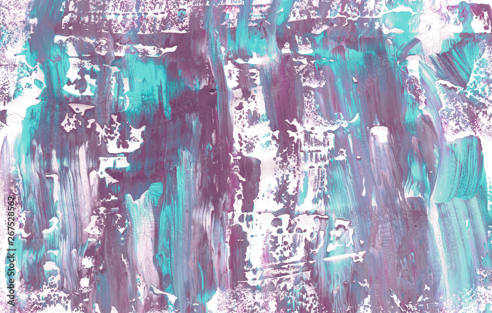 Obraz premium marble style texture hand painted with light blue and violet color on a white background
