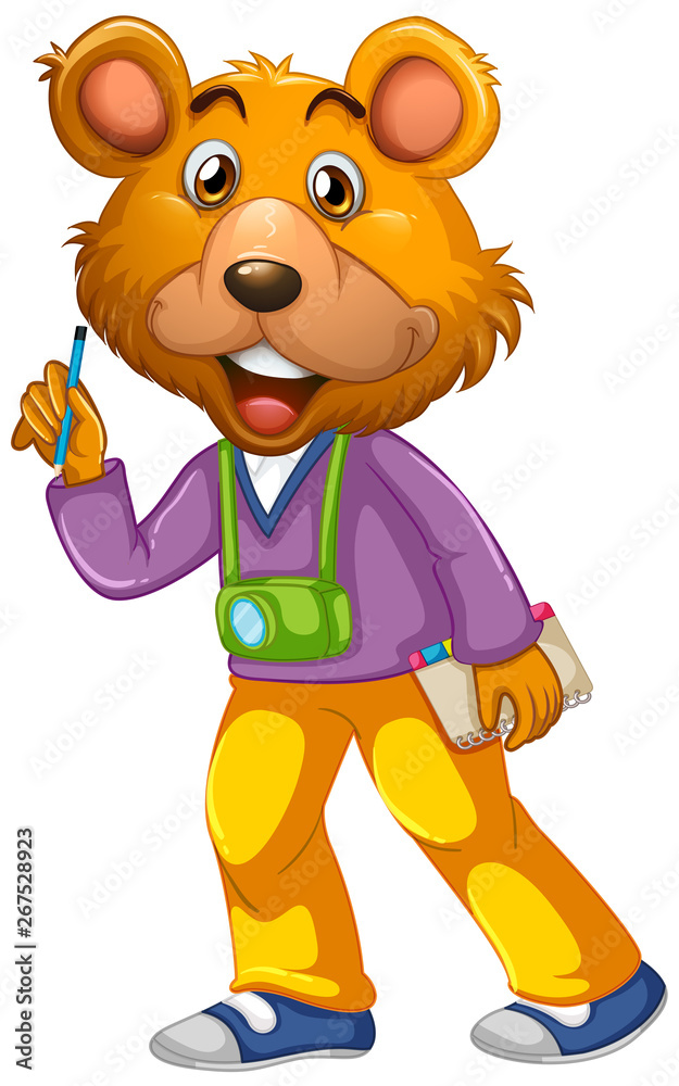 Cute bear cameraman character