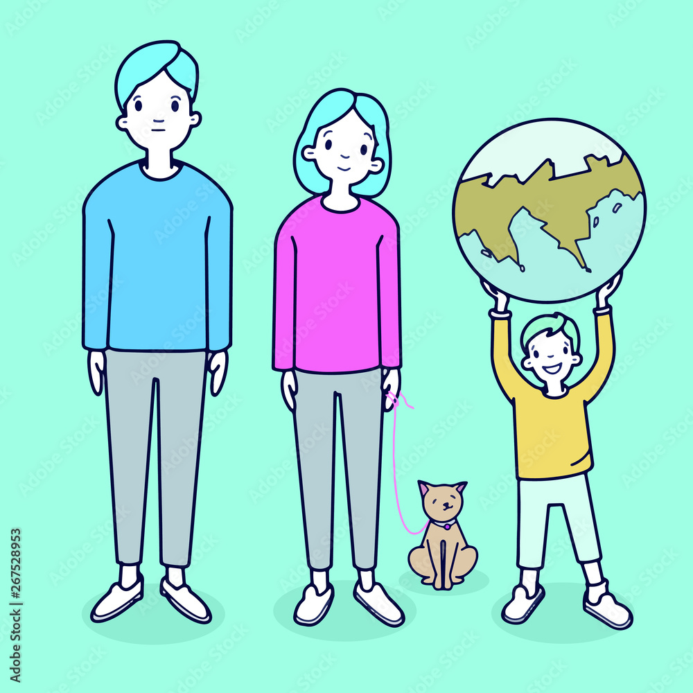 Vector Illustration of Asian Happy Family Vector Illustration of Asian Happy Family