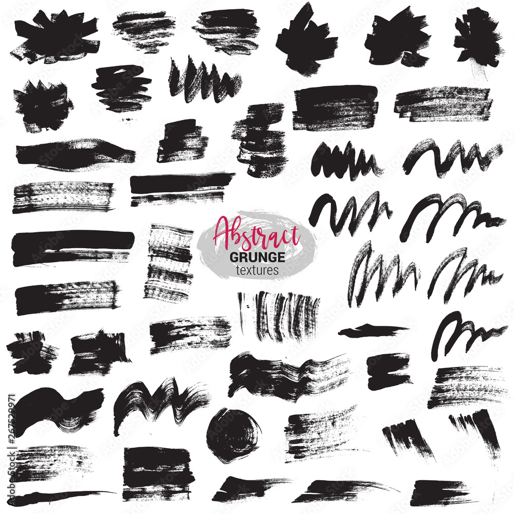 Vector set of black brush strokes. Paint, ink, brushes, lines, grunge Vector set of black brush strokes. Paint, ink, brushes, lines, grunge