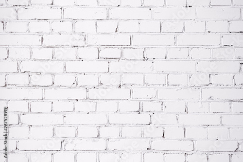 White brick outdoor wall. Close up. Texture background.