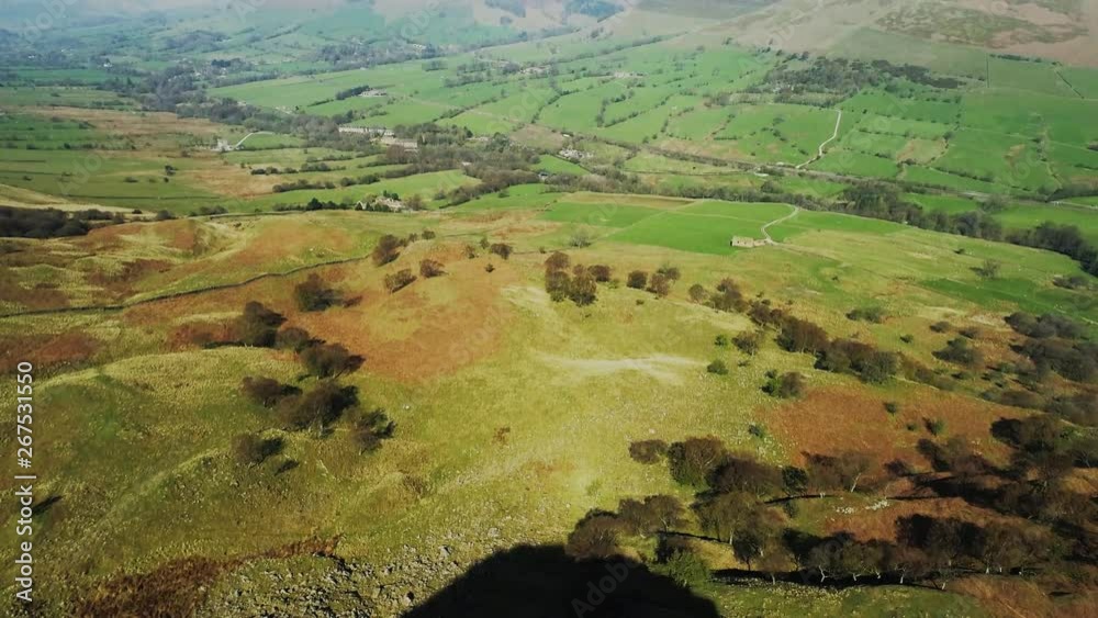 Drone shot from the Peak of Losehill Pike looking down to Edale, Peak District Drone shot from the Peak of Losehill Pike looking down to Edale, Peak District