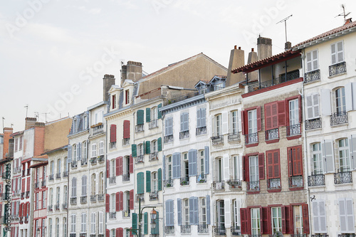 Typical facades of some traditional buildings of Bayonne, France
