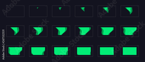 Animation transitions effect. Sprite Sheet of transitions. Ready frame by frame animation for games, cartoon or animation. green color scene transition effect.  Animation transitions effect 25
