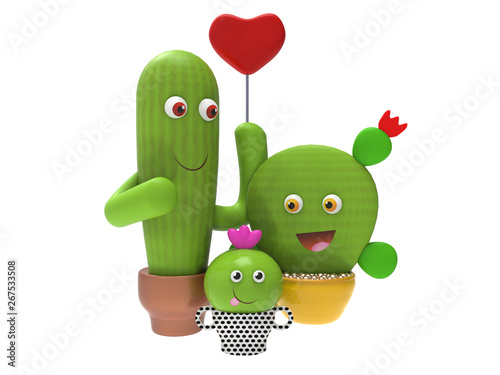 Loving family mother father and child 3d rendering illustration