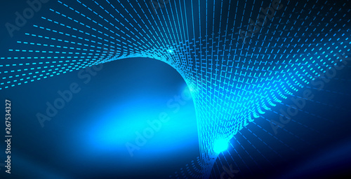 Color neon lights with waves abstract background