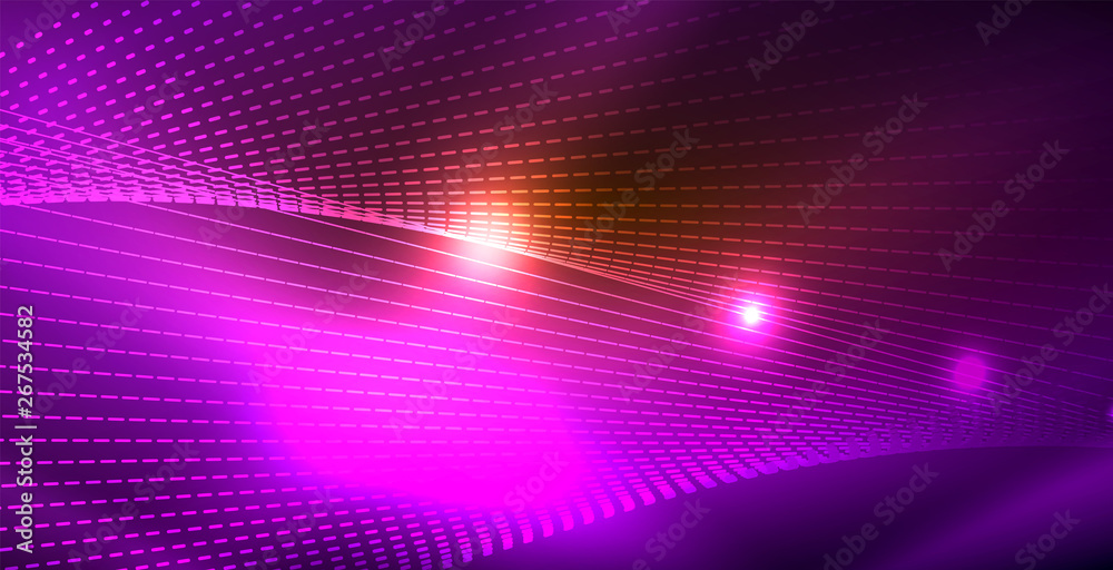 Color neon lights with waves abstract background