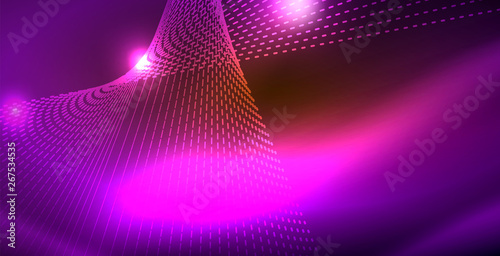 Color neon lights with waves abstract background