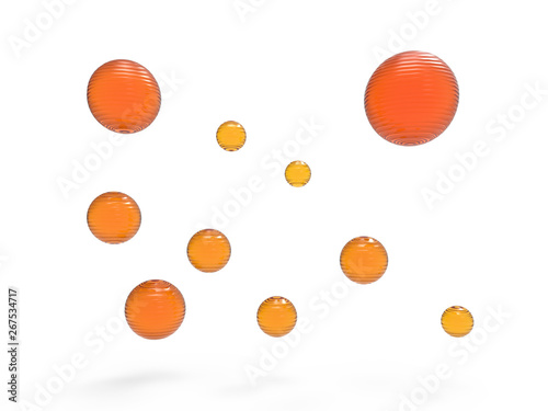 Red glass textured beads set in layers 3d rendering illustration 