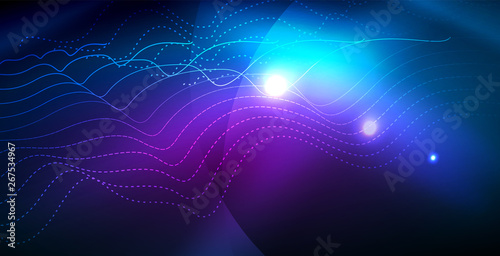 Color neon lights with waves abstract background