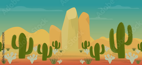 Beautiful desert landscape illustration design photo