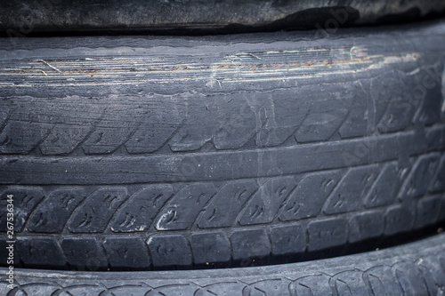Old, worn car tires