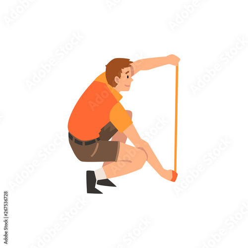 Zoo Worker or Veterinarian with Measuring Tape, Professional Zookeeper Character Caring of Animal Vector Illustration