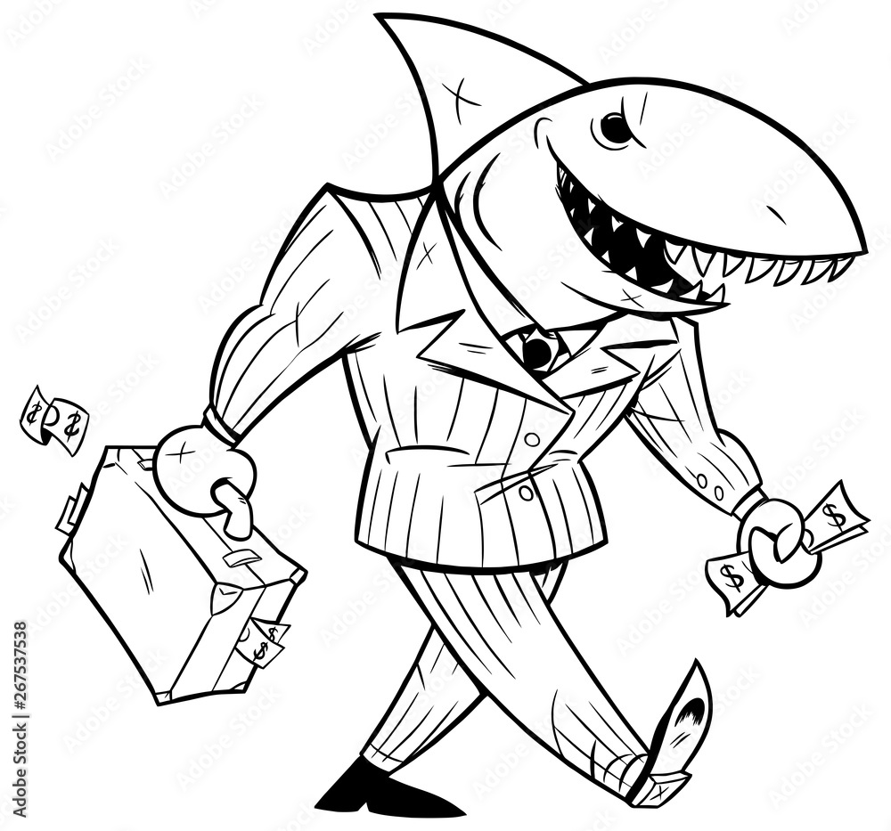 Fototapeta premium Business Shark Line Art