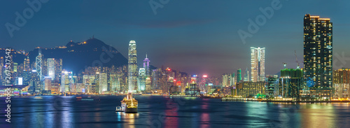 Panorama of Hong Kong city at dusk