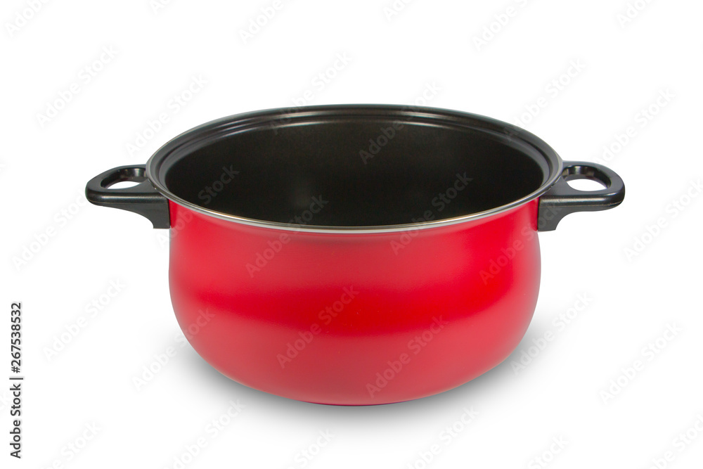Red cooking pot isolated on white background Red cooking pot isolated on white background