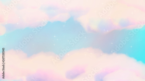 Pastel painted sky with glowing stars. 3d rendering picture.