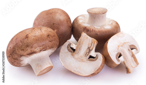 Fresh mushrooms on white background