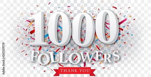 Thank you for followers banner over the confetti