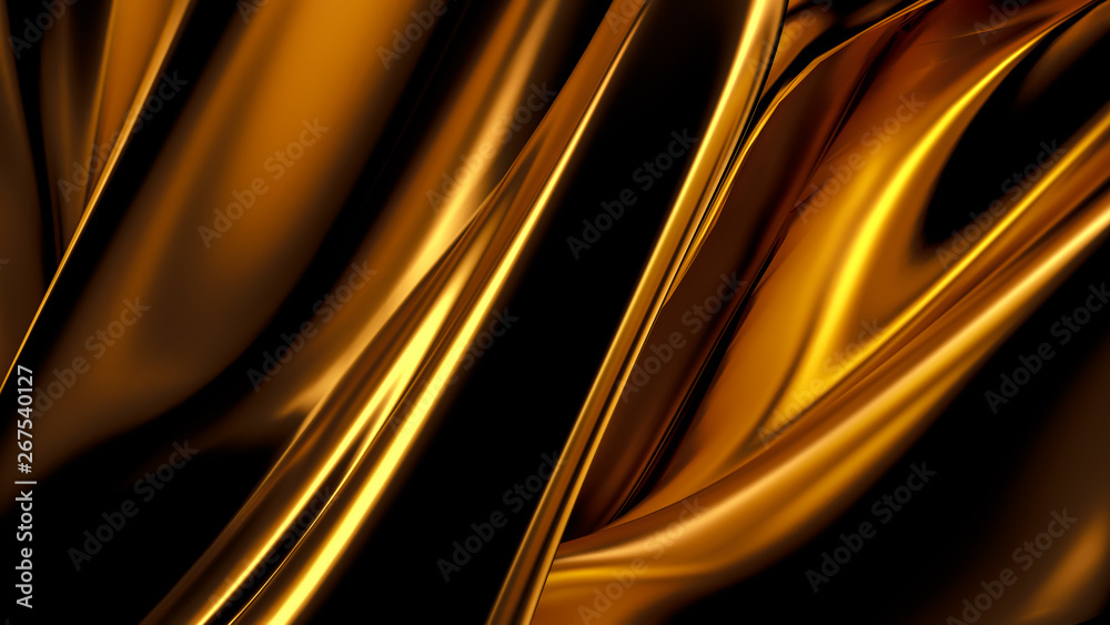 Luxurious golden background with satin drapery. 3d illustration, 3d rendering. Luxurious golden background with satin drapery. 3d illustration, 3d rendering.