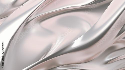 Luxurious silver background with satin drapery. 3d illustration, 3d rendering.