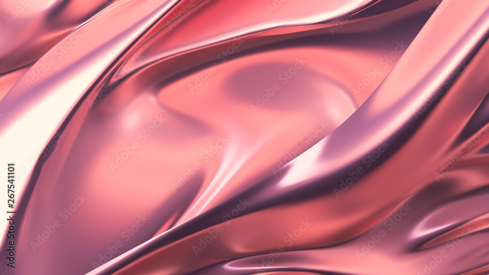 Obraz premium Luxurious pink background with satin drapery. 3d illustration, 3d rendering.