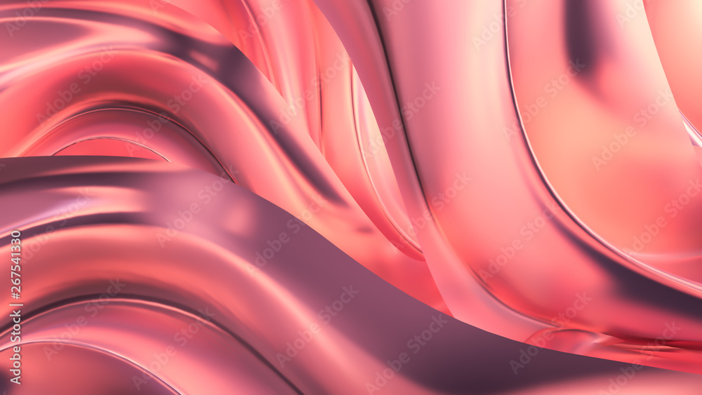 Naklejka premium Luxurious pink background with satin drapery. 3d illustration, 3d rendering.