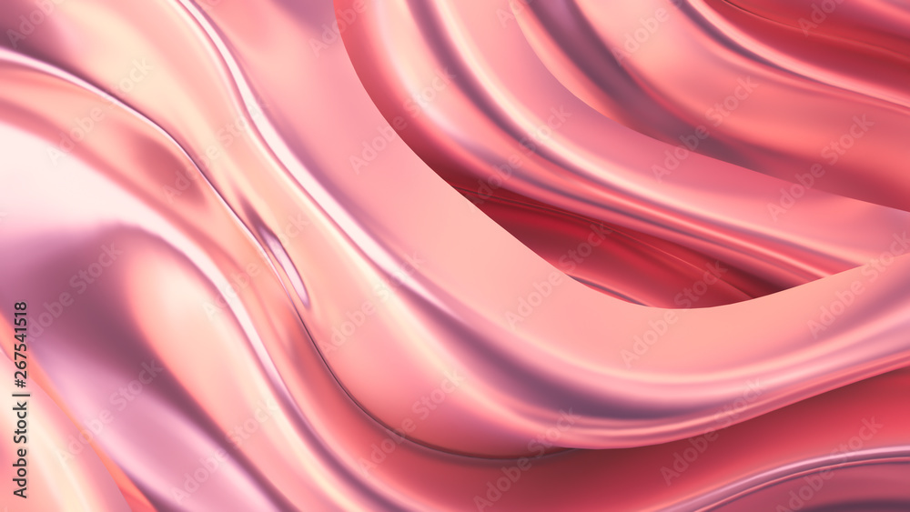 Fototapeta premium Luxurious pink background with satin drapery. 3d illustration, 3d rendering.