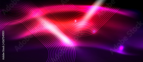 Glowing shiny neon squares abstract background, techno modern template