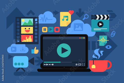 Home cinema, recreation vector illustration