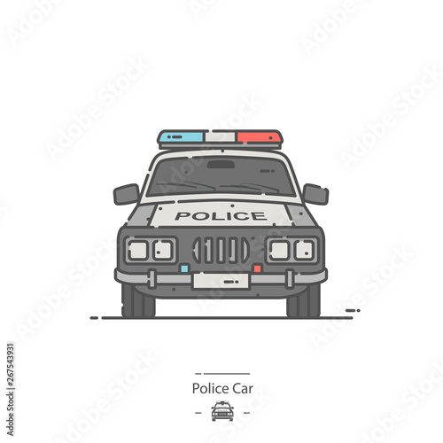 Police car - Line color icon