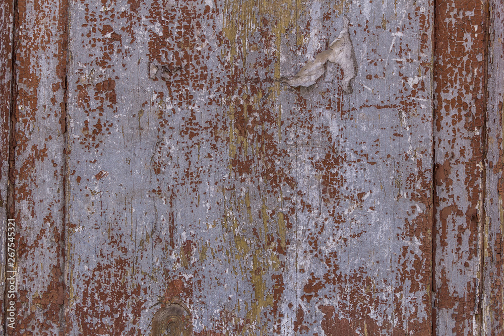 Cracked weathered blue painted wooden board texture.