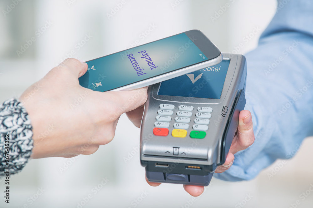 Paying contactless with smart phone Paying contactless with smart phone