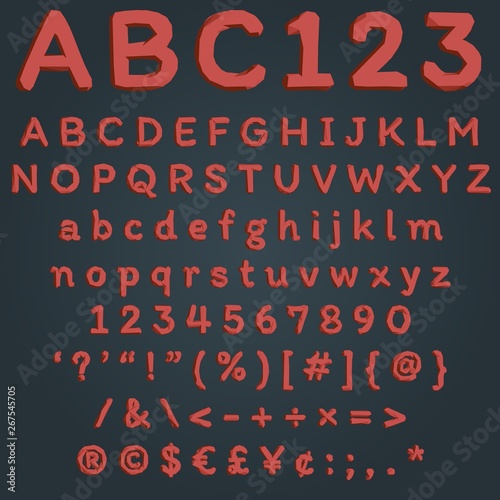 Red ruby crystal font for abstract polygonal text