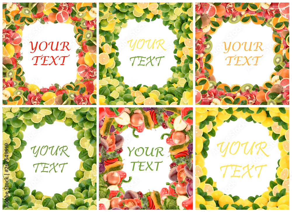 Fototapeta premium frame of fruits and vegetables