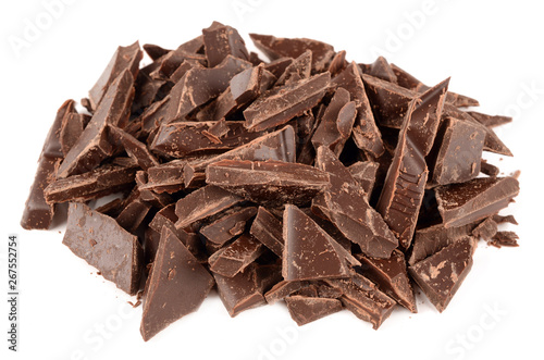 Dark chocolate on a white background