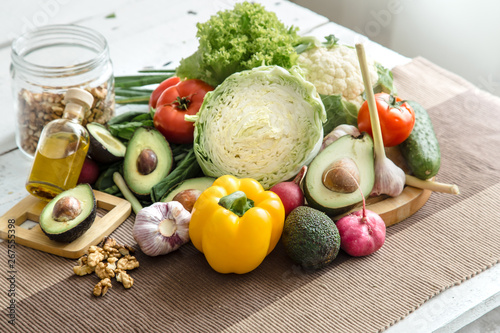 Fototapeta Naklejka Na Ścianę i Meble -  Preparation of healthy food from organic products on the table