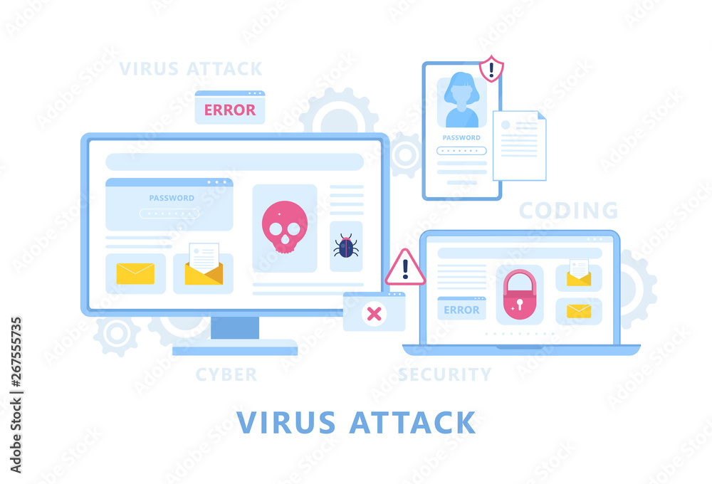 Virus attack on the digital device. Personal data