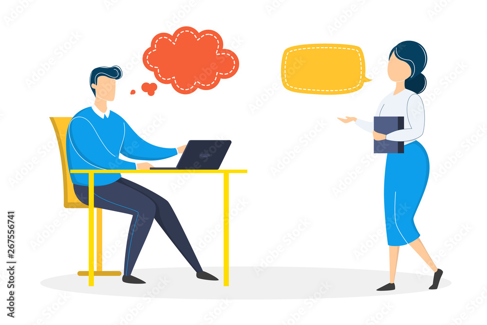 Obraz premium Two person talking on the office. Woman sitting