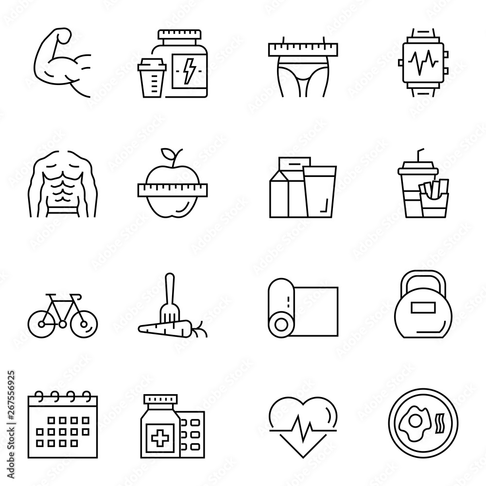 Fototapeta premium Fitness And GYM Icon Set