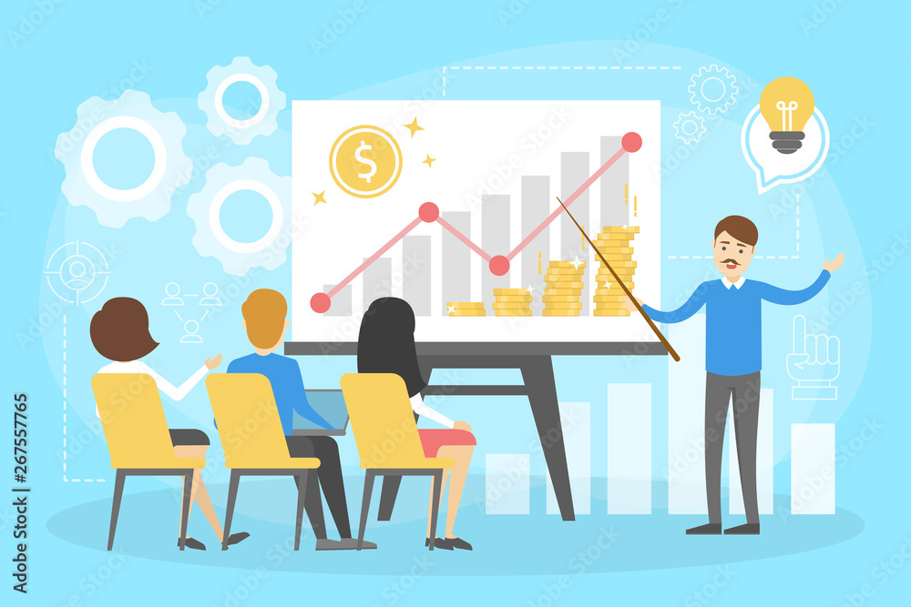 Man making business presentation in front of group Man making business presentation in front of group